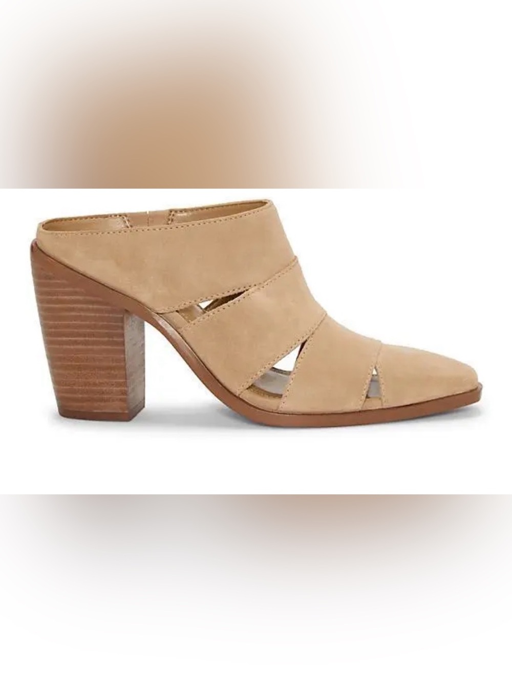 Vince Camuto‎ Tan Suede Cutout Block Heel Mule